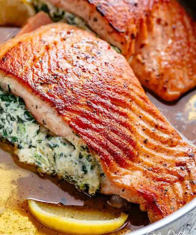 Spinach Artichoke Stuffed Salmon (Creamy, Keto-Friendly & Restaurant-Style)